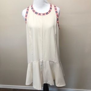 Umgee Ivory Skater Dress with Embroidered Neckline